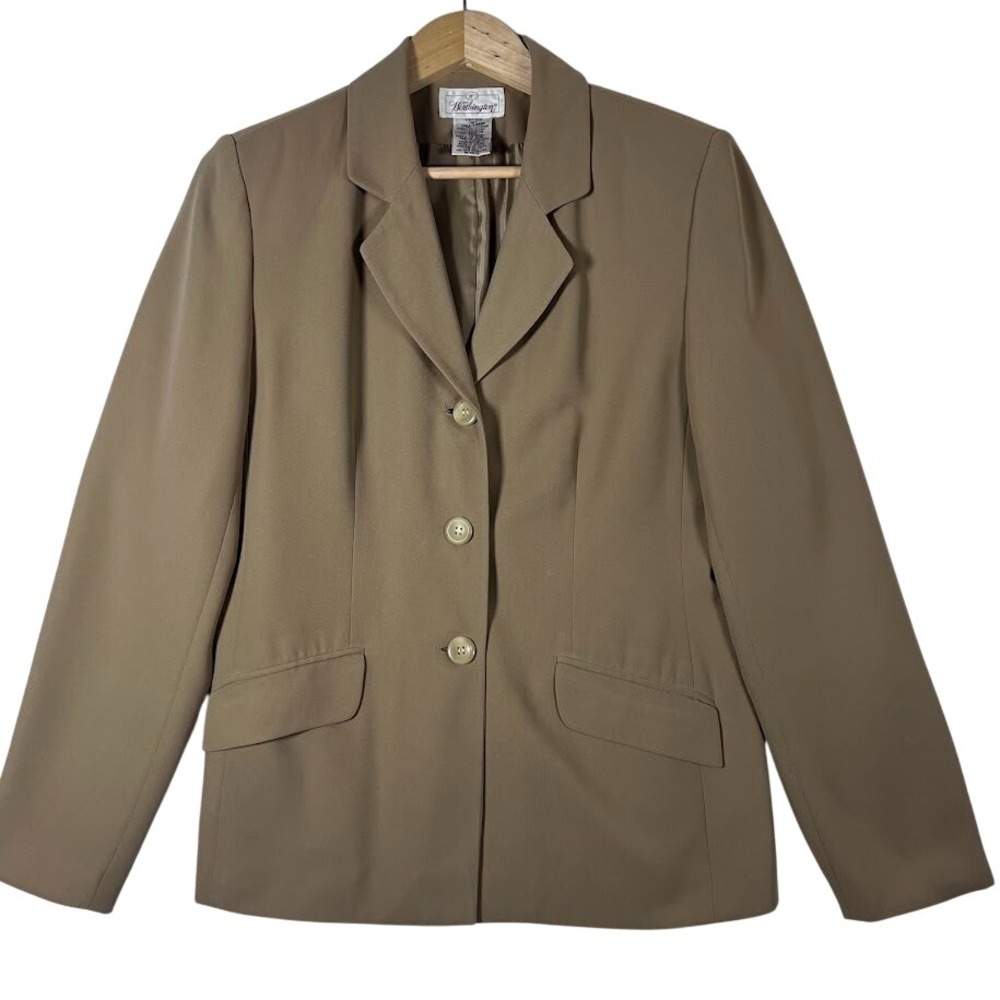 Y2K Worthington Womens 10T‎ Tall Tan Career Blazer Jacket Office Minimalist